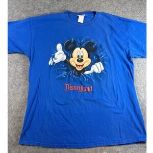 VINTAGE Disneyland Mickey Mouse Shirt Men Blue Graphic Tee Break Through XL Rare